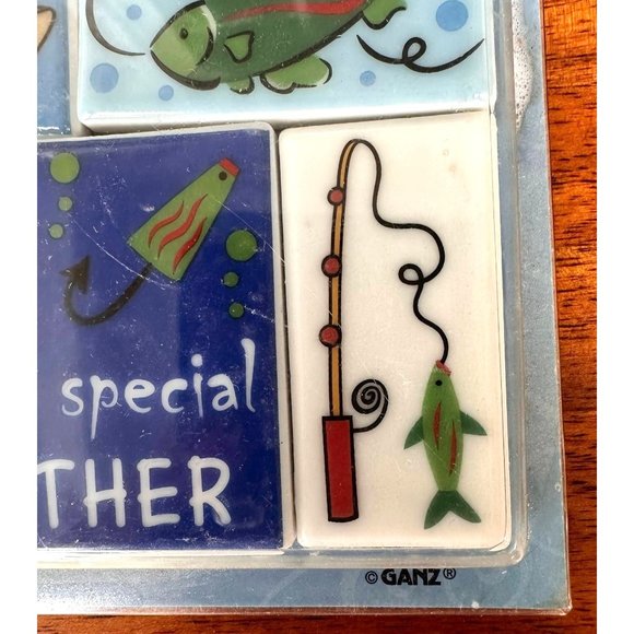 VTG Ganz Little Magnets Dad Special Father Fishing 4 Piece  Stocking Stuffer New - Picture 7 of 12